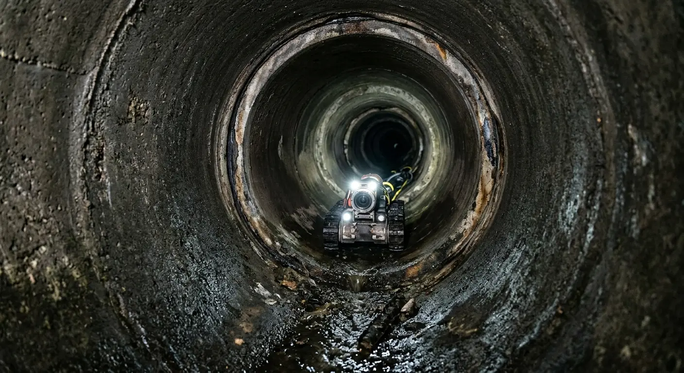 Robotic sewer camera inspecting pipe interior for Sewer Line Repair in El Dorado Hills